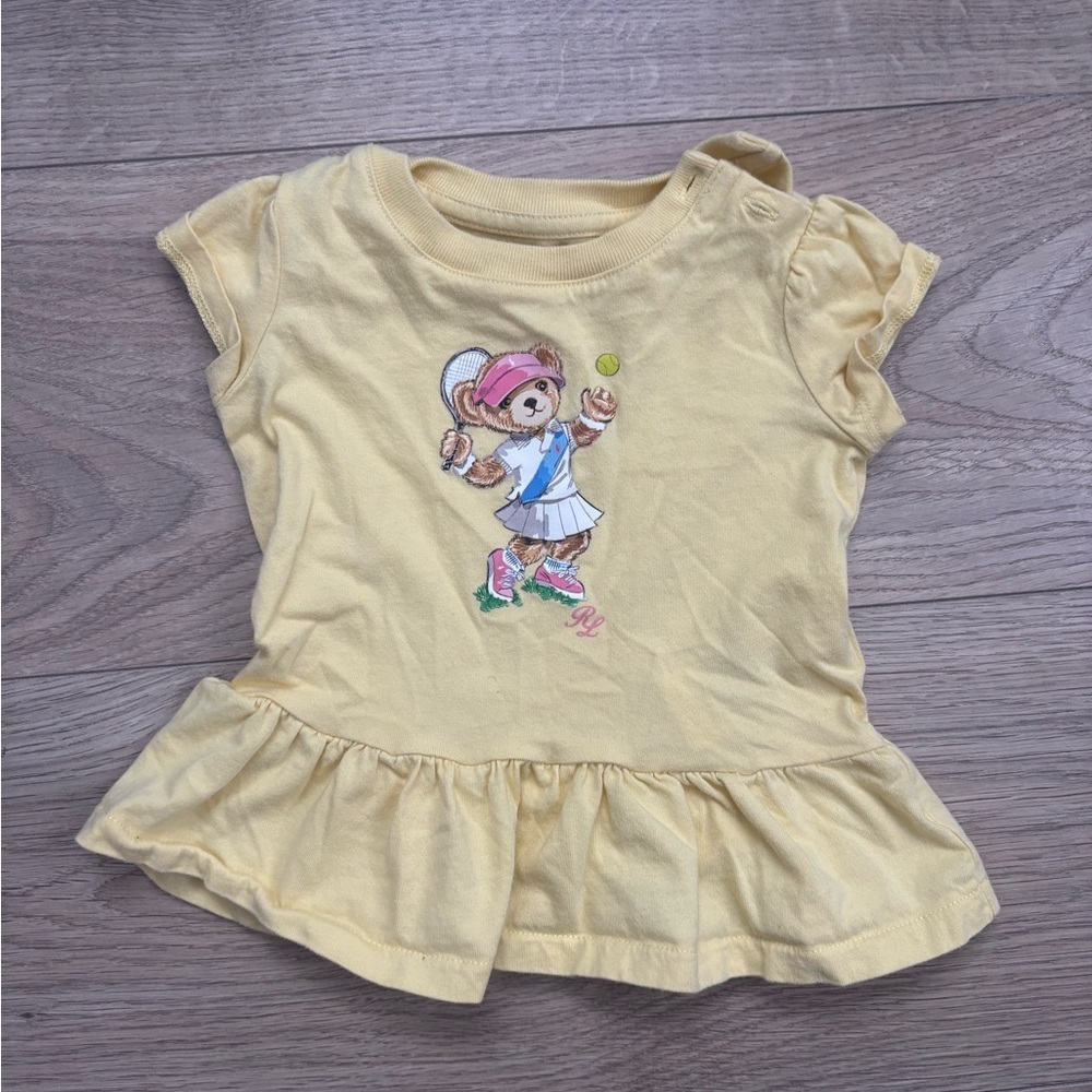 Ralph Lauren Yellow Kids Tee with Tennis Graphic